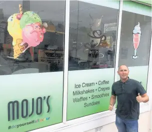  ??  ?? Mark Birtwistle outside his new coffee shop and ice cream parlour