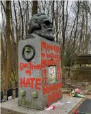  ??  ?? In February, Marx’s tomb was attacked with a hammer for a second time in two months. Photograph: Maxwell Blowfield/PA