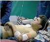  ?? PHOTO: GETTY IMAGES ?? A wounded man receives medical treatment at a hospital after Assad regime air strikes hit Zamalka, part of eastern Ghouta, in Damascus, Syria, last week.