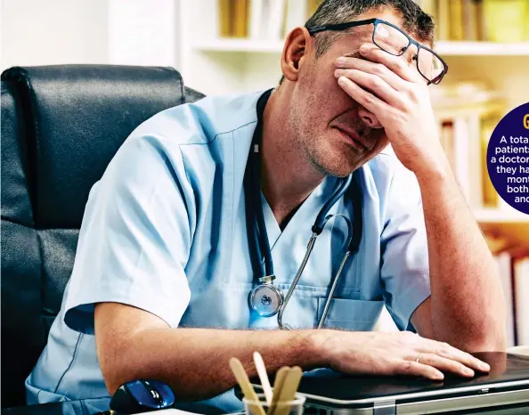  ?? ?? BURN-OUT: GPs are carrying out more appointmen­ts than ever