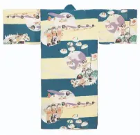  ??  ?? A child’s kimono, from 1931-45, is decorated with images of tanks, heavy artillery and aircraft.