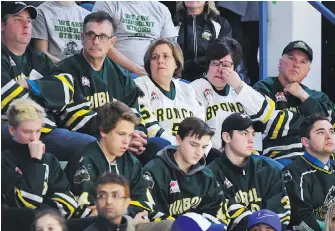  ?? JONATHAN HAYWARD, CP / SUBMITTED, SASWP ?? Hundreds attend Thursday’s funeral for Humboldt Broncos announcer Tyler Bieber, right, at the Saskatchew­an city’s Elgar Petersen Arena.