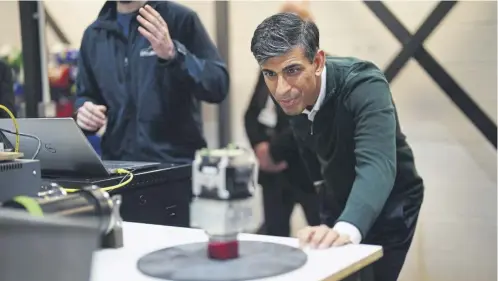  ?? ?? Prime Minister Rishi Sunak during his visit to a submarine factory, Msubs, in Plymouth yesterday.