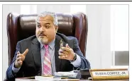  ?? RICARDO B. BRAZZIELL / AMERICAN-STATESMAN ?? State Board of Education member Ruben Cortez Jr. speaks Wednesday before a preliminar­y vote on creating a Mexican-American studies course for Texas high school students.