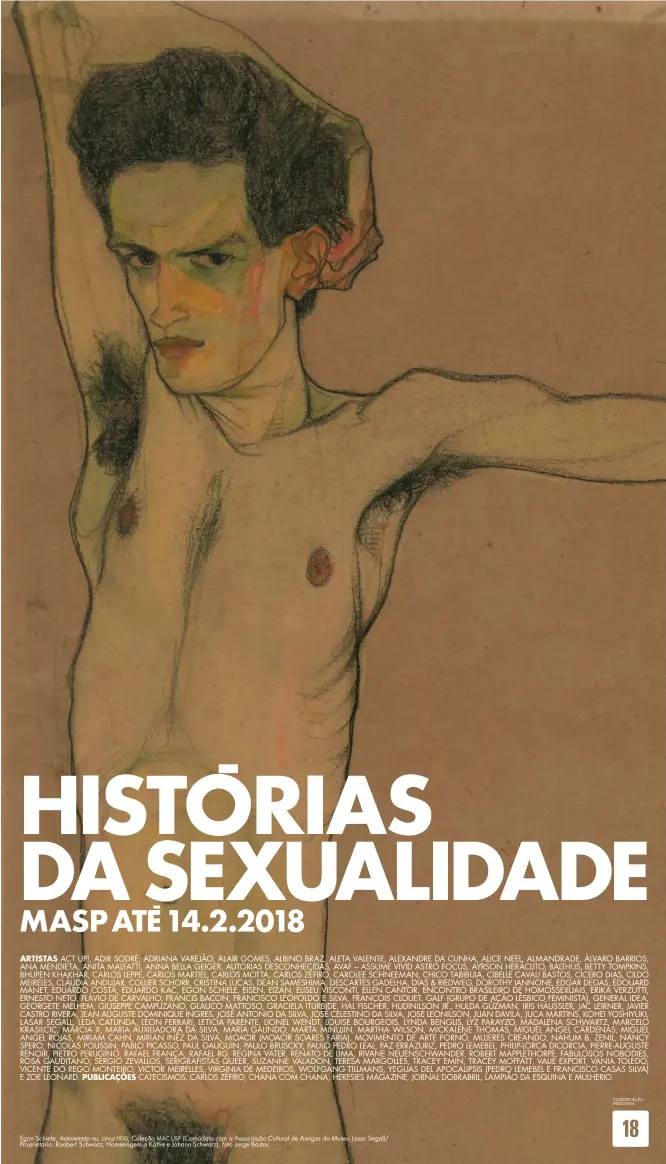  ??  ?? Egon Schiele, Autoretrat­o nu, circa 1910, Coleção MAC USP (Comodato com a Associação Cultural de Amigos do Museu Lasar Segall/ Proprietár­io: Raobert Schwarz, Homenagem a Käthe e Johann Schwarz), foto Jorge Bastos