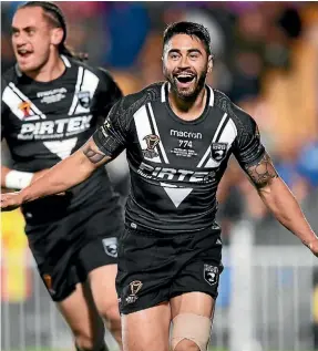  ?? PHOTO: GETTY IMAGES ?? Shaun Johnson celebrates his try.