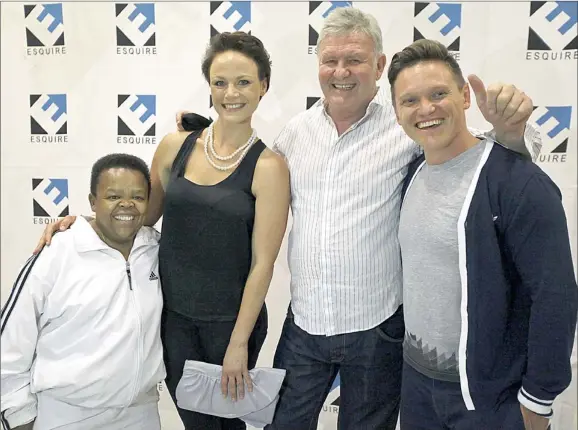  ?? Country Needs You. Schuks! Your PICTURE: THOMAS HOLDER ?? THE FAMILY: Leon Schuster, second from right, with cast members Alfred ‘Shorty’ Ntombela, Laré Birk and Rob van Vuuren at the premiere of