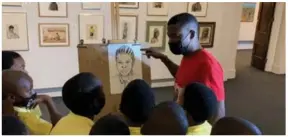  ?? ?? Durban artist Sakhile Mhlongo will be available to paint or draw portraits of members of the public at the Tatham Art Gallery this week for a nominal fee.