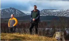  ?? Photograph: Murdo MacLeod/The Guardian ?? Tom Cooper, right, developmen­t manager for Glengarry Community Woodlands, and Bruce Kocjan, community woodland officer, survey a forest croft site overlookin­g Loch Garry.