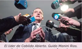  ?? ?? El líder de Cabildo Abierto, Guido Manini Ríos, reiteró este martes que nunca fue colono.