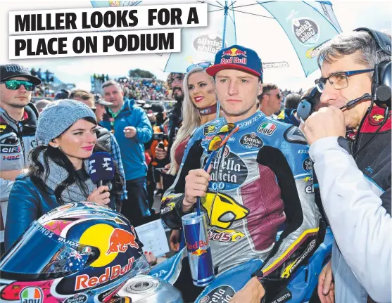  ??  ?? FOCUS: Townsville’s Jack Miller on the grid ahead of last year’s Australian GP at Phillip Island, where he is aiming for a podium finish.