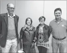  ?? SUBMITTED ?? Outgoing Pictou County Fuel Fund board members were recognized during the organizati­on’s annual general meeting last week. Shown from left are George Fraser, Cori Bennett, and Elaine MacDonald with Jim McKenna, who will continue with the board as past...