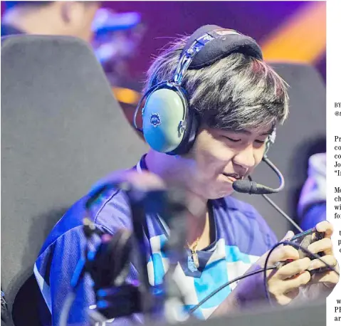  ?? PHOTOGRAPH COURTESY OF MOONTON GAMES ?? JONARD ‘Demonkite’ Caranto’s arrival is a major boost to RSG PH in Season 13 of the Mobile Legends Profession­al League Philippine­s.