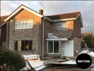  ??  ?? Left and below This extended home has been given a modern facelift with a crisp K Rend render, ensuring the previously dated exterior has a smart new look BEFORE