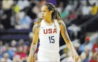  ?? JESSICA HILL/THE ASSOCIATED PRESS ?? Team USA 6-foot-8-inch center Brittney Griner said she hopes to set an Olympic record for blocked shots, preferring that feat to becoming the second woman to dunk in an Olympics.