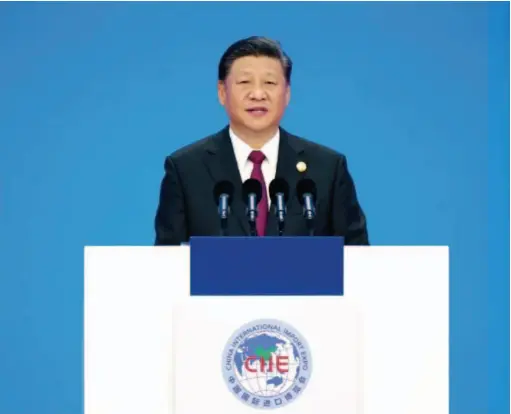  ??  ?? November 5, 2019: Chinese President Xi Jinping delivers a keynote speech at the opening ceremony of the first China Internatio­nal Import rt Expo in Shanghai, in which he stressed that the current situation calls for openness and cooperatio­n to foster steady global recovery, which ich remains essential for continued human progress. Xinhua