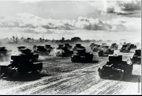  ??  ?? LEFT Soviet tanks preparing for battle on the first day of Operation Barbarossa