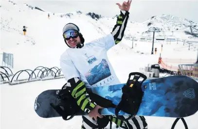  ?? PHOTOS: HUGH COLLINS ?? Ready to go . . . Tim Blackwood travelled from Dunedin to make the start of the Remarkable­s’ chair lifts on opening day.