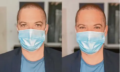  ?? Foto: Verra ?? Zwar verdecken Masken einen Großteil des Gesichts. Doch ob jemand lächelt – oder nicht, ist trotzdem deutlich zu erkennen, wie eine Aufnahme des Körperspra­che-Experten Verra zeigt.