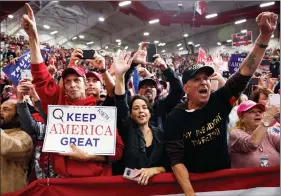  ??  ?? A Trump rally is an exhilarati­ng exercise in ‘owning the libs.’