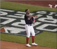  ?? PABLO MARTINEZ MONSIVAIS - THE ASSOCIATED PRESS ?? Washington Nationals’ Victor Robles reacts after striking out during the seventh inning of Game 5 of the World Series against the Houston Astros Sunday, Oct. 27, 2019, in Washington.