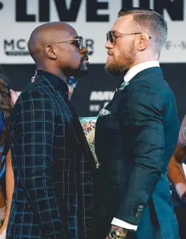  ??  ?? Floyd Mayweather Jr. e Conor McGregor: encarada só para esquentar