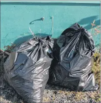  ?? STEPHEN ROBERTS/THE NORTHERN PEN ?? Garbage bags beside a bin.