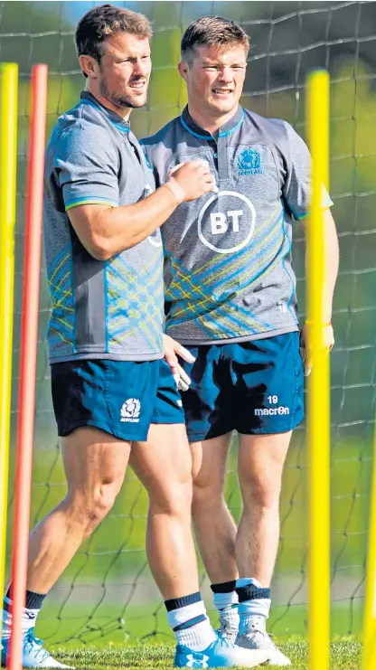  ?? Picture: SNS/SRU. ?? Pete Horne, left, with brother George in training at Oriam.