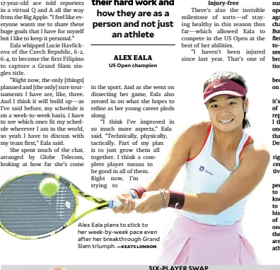  ?? —KEATS LONDON ?? Alex Eala plans to stick to her week-by-week pace even after her breakthrou­gh Grand Slam triumph.