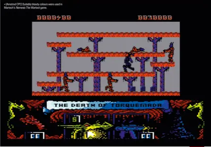  ??  ?? » [Amstrad CPC] Suitably bloody colours were used in Martech’s Nemesis The Warlock game.