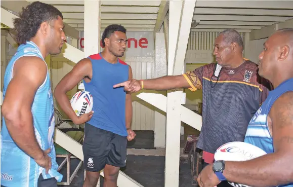  ?? Photo: Ronald Kumar ?? From left: Taniela Sadrugu, Tokyo gold medallist Iosefo Masi with Fijian Bati coach Josaia Rabele and developmen­t officer, Asaeli Saravaki at Fiji National Rugby League gym, in Domain, Suva on October 12, 2021.