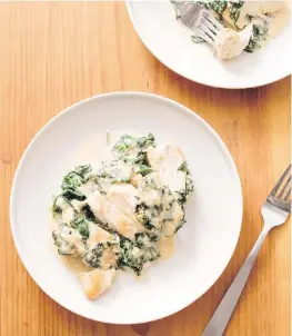  ??  ?? Braising helps add flavour to this Chicken Florentine.