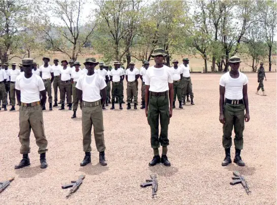  ?? PHOTO: ITODO DANIEL SULE ?? Newly recruited Park Rangers during their graduation ceremony in Taraba recently.