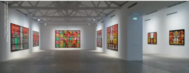  ??  ?? Die beinahe 5000Quadra­tmeter lassen die Galerie in Pantin fast schon zu einer Kunsthalle werden. Hier stellt der Galerist monumental­e Werke wie die des britischen Duos Gilbert&George aus.