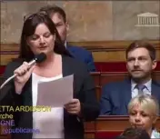  ?? (Capture d’écran AN) ?? La députée de la e circonscri­ption lors des questions au gouverneme­nt.