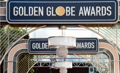  ?? Jordan Strauss/Invision ?? Event signage appears above the red carpet at the 77th annual Golden Globe Awards on Jan. 5, 2020, in Beverly Hills. The 81st annual Golden Globe Awards will take place on Sunday, Jan. 7.