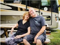  ??  ?? Joyce Ann and Steve Seid bought their first RV in 2001. They’ve been living the lifestyle full time since 2010. “This is a great life,” Steven says.