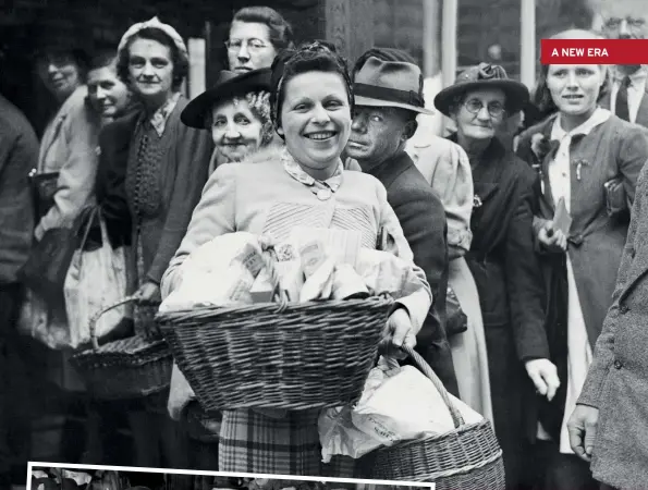  ??  ?? ABOVE The people of Guernsey and Sark in the Channel Islands, receive their first British provisions since 1940. Mrs A J Bell of Mount Arrive in Guernsey, shows off a basket of food stuffs. May 1945