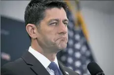  ?? Saul Loeb/AFP/Getty Images ?? Speaker of the House Paul Ryan, R-Wis., speaks Wednesday during a news conference following the Republican Conference meeting at the Capitol in Washington.