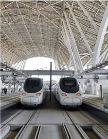  ?? AFP ?? Inaugurate­d in 2018, the Haramain High-Speed Railway has helped increase the number of pilgrims and visitors to Makkah and Madinah with ease.