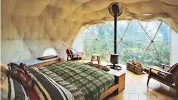  ??  ?? Canvas bell tents have a vintage charm, while some sites run to five-star luxury