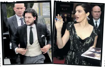  ??  ?? STAR QUALITY: Morgan with Game Of Thrones’ Kit Harrington and Rachel Weisz