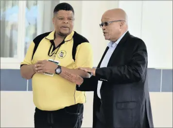  ?? PHOTO: PHILL MAGAKOE ?? President Jacob Zuma and David Mahlobo during the ANC NEC Lekgotla at St George’s Hotel. Mahlobo says creating a safe and secure cyberspace for South Africa is non-negotiable.