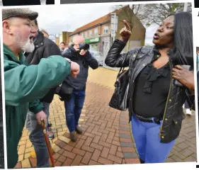  ?? ?? Furious: A protester and Anderson supporter have words