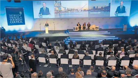  ?? LUCIANO THIEBERGER ?? Foro. El presidente Mauricio Macri, ayer, durante la presentaci­ón del “World Travel Tourism & Council” en el Hotel Hilton.