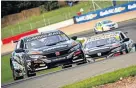  ?? ?? FLYING SCOTSMEN Shedden, main image and top left, and Butcher and Moffat, below left, all had a great BTCC outing. Right, Mitchell and Mackenzie will go for glory this weekend