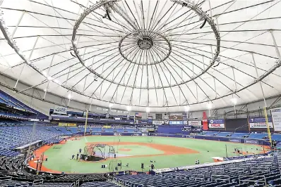  ?? AP Photo/Mike Carlson ?? ■
A general view of Tropicana Field during practice July 5, 2020, in St. Petersburg, Fla.