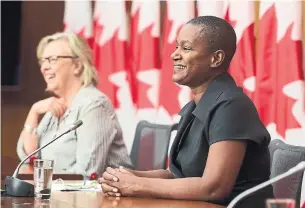  ?? SEAN KILPATRICK THE CANADIAN PRESS ?? Green party Leader Annamie Paul is shown Monday with the party’s government house leader, Elizabeth May, who complained about opponents not giving Paul an unopposed path to Parliament.