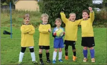  ??  ?? One of the Carnew AFC under-8 teams ready for action.