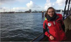  ??  ?? Adélaïde Charlier on board the Regina Maris, which is sailing from Amsterdam to Rio. The young campaigner­s say they are determined to continue their journey. Photograph: Jennifer Rankin/The Guardian